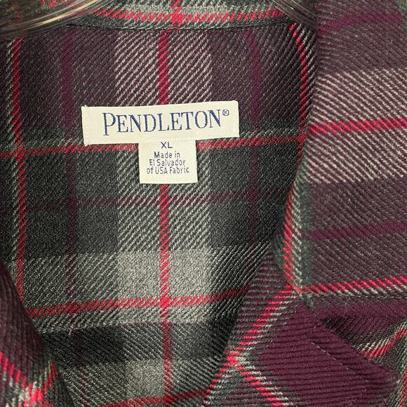 Pendleton Plaid Button Front Shirt Jacket Womens Size L Purple Grey special wool - Picture 4 of 12